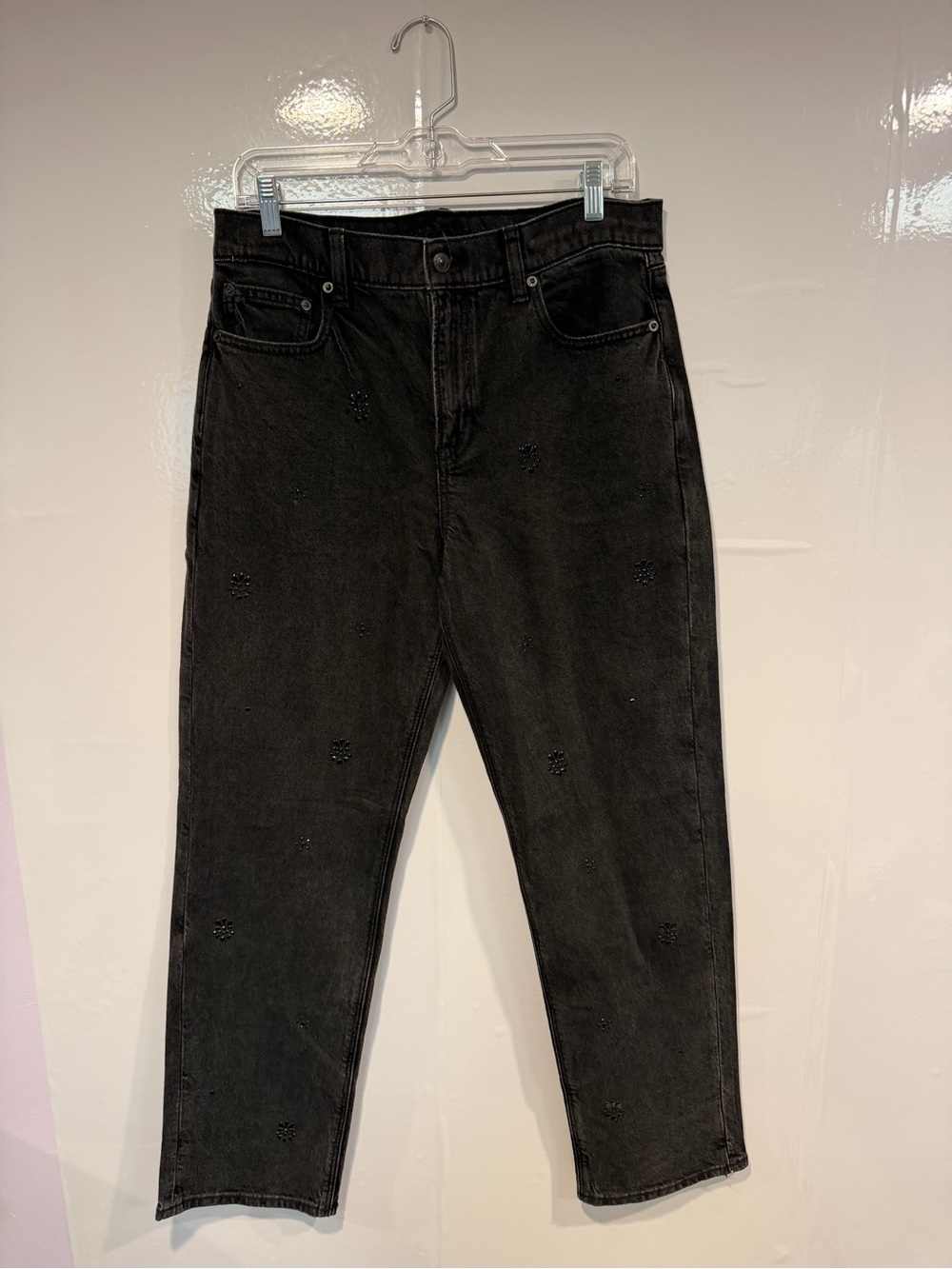 Black American Eagle bedazzled Relaxed Fit Straight Jeans